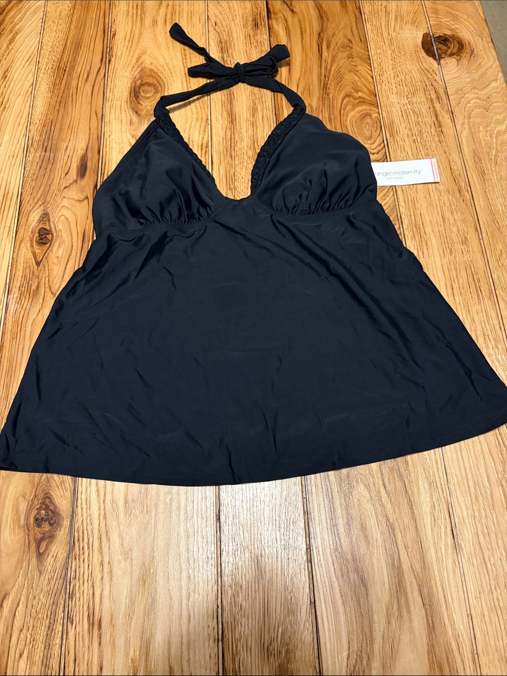 Liz Lange Maternity Black Halter Tankini Swim Top NWT